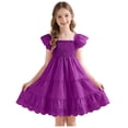 thumbnail image 3 of Gibobby Toddler Girl Dress Toddler Girls Dresses Short Sleeve Butterfly Print Fashion Round Neck Princess Dress for Child Girls(3-4 Years,Dark Purple), 3 of 7