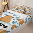thumbnail image 3 of Homewish Kids Cartoon Capybara Zipper Full Size Comforter Sets with Fitted Sheet and 2 Pillowcases, Blue Flower Floral Zipper Bedding Set, Reversible, 4 Pieces, 3 of 6
