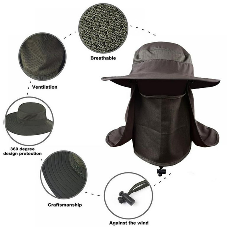 Fishing Hat Snap Brim Hat with Neck Flap for Outdoor Hiking Men & Women  Boonie Hat