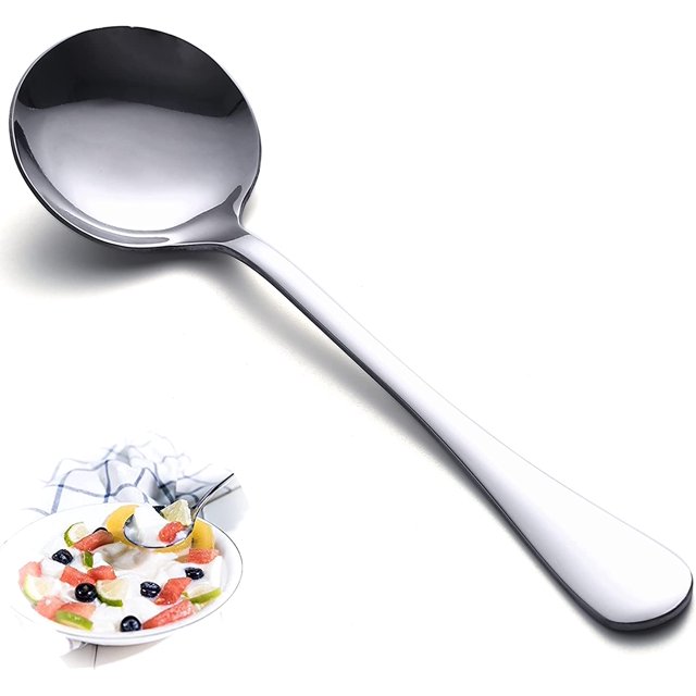 Juego de cucharas de 12 piezas, cucharas de mesa de acero inoxidable de primera calidad, juego de cubiertos de cuchara redonda, duraderos y resistentes