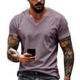 thumbnail image 2 of Trgacdwlo S-4XL Mens Big and Tall Shirts V Neck Mens Short Sleeve Dress Shirts Gym Workout Summer Lightweight Light Purple T Shirts for Man, 2 of 6