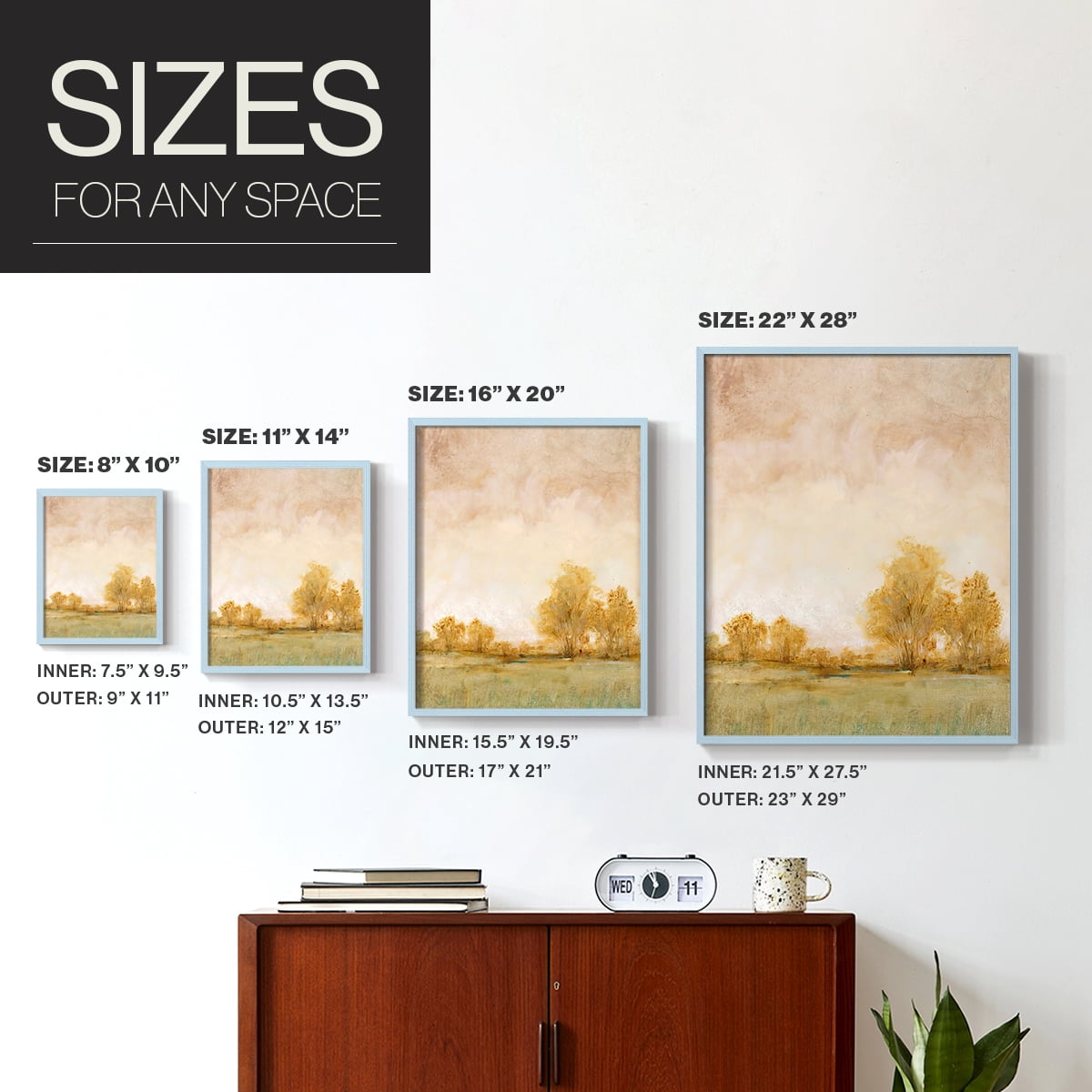 Carefree Day I Framed Print in Blue Solid Wood Framed Print No Nail Hanging