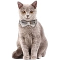thumbnail image 5 of Plaid Cat Collars Breakaway with Bow Bell, Removable Bowtie, 2 Pack Beige Blue Plaid Kitten Bow Collar for Cats Kittens, 5 of 6
