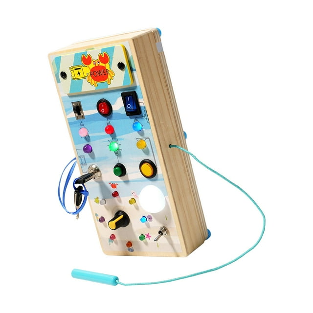Tablero sensorial Montessori con LED, juguete sensorial de madera, tablero sensorial de desarrollo, mar