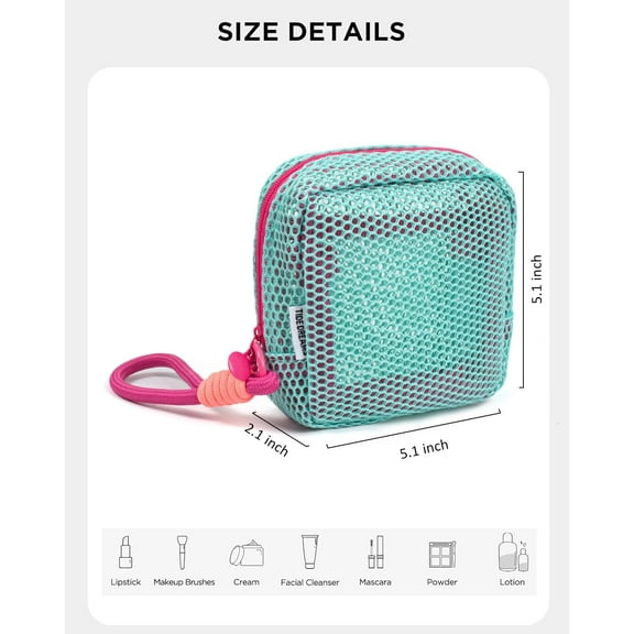 1Pack Mesh Makeup Bag ,Mesh Cosmetic Bag ,Travel Toiletry Bag Pouch with Zipper, Mini Cute Makeup Cosmetic Travel Toiletry Purse Bag for Travel Accessories