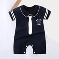 thumbnail image 2 of Xyant Baby Boy Clothes 0 3 6 9 12 18 24 Months Baby Girl Summer Romper Short Sleeve Bodysuit Infant Outfits (Navy,12-18 Months), 2 of 4
