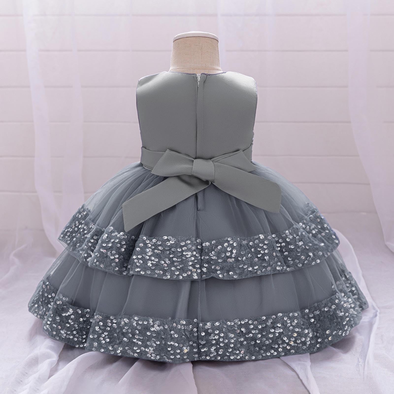 Baby Girl Pageant Dress Sleeveless Sequins Princess Dress Toddler Flower Wedding Birthday Party Gown Dresses 6 Months-3 Years