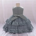 thumbnail image 5 of HaiMao Baby Girls Dress Toddler Party Dress Cute Church Baptism Birthday Party formal Dress Gray 12 Months, 5 of 6