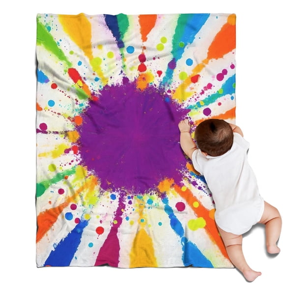 Colorful Paint Splash Burst Blanket,Comfortable Soft Flannel Throw Blanket,All Season,Warm Lightweight Blankets for Sofa Bed Couch Living Room Chair,30"x40"