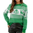 thumbnail image 1 of Gibobby Sueter para mujer Suéter de Navidad para mujer Otoño e Invierno Nuevo suéter de punto Jacquard geométrico(Verde,G), 1 of 5