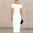 thumbnail image 5 of NTACZA Womens Dresses Summer Wedding Guest Dresses Midi Formal Dressy Asymmetrical Neckline Off the Shoulder Ruched Waist White XXL, 5 of 5