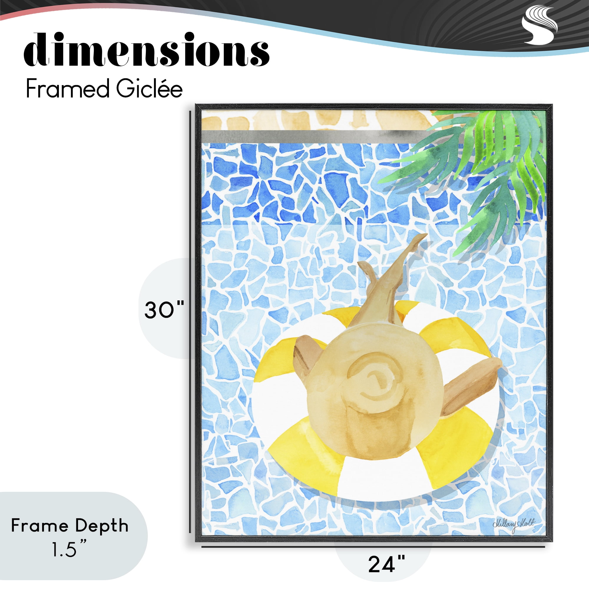 Stupell Industries Summer Poolside Drift Black Framed Giclee Art, design by Hillary Holt
