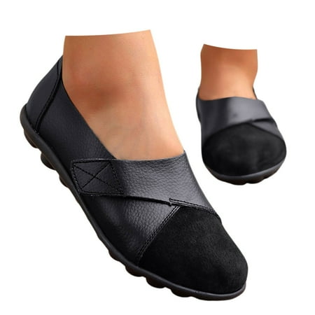 

KELINFONG Loafers for Women Casual Slip on Dress Leather Shoes Driving Outdoor Walking Shoes