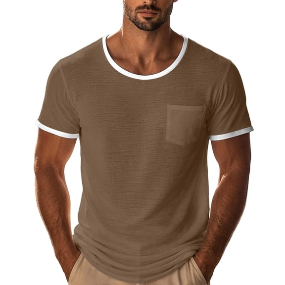 Guluxicc Knitted T Shirts for Men Lightweight Short Sleeve Shirts Classic Fit Summer Casual Outfit with Pocket
