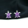 thumbnail image 3 of Rosec Jewels Real Certified Amethyst Turtle Stud Earrings for Women (AAA Quality), 14K White Gold, 3 of 7
