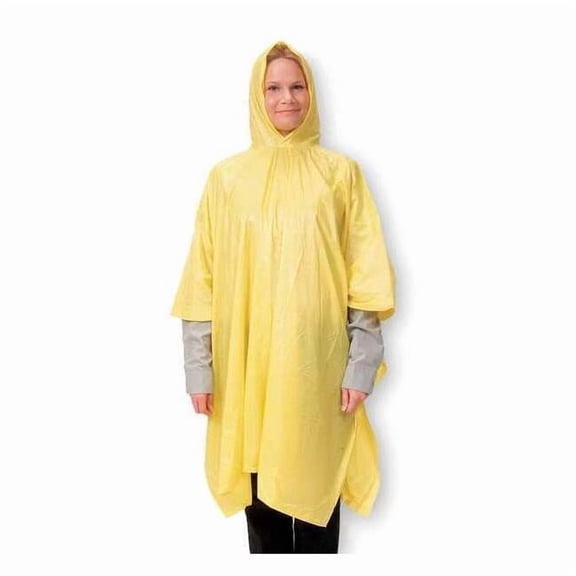 Rain Poncho w/Hood,Ylw,Universal 1EJY3