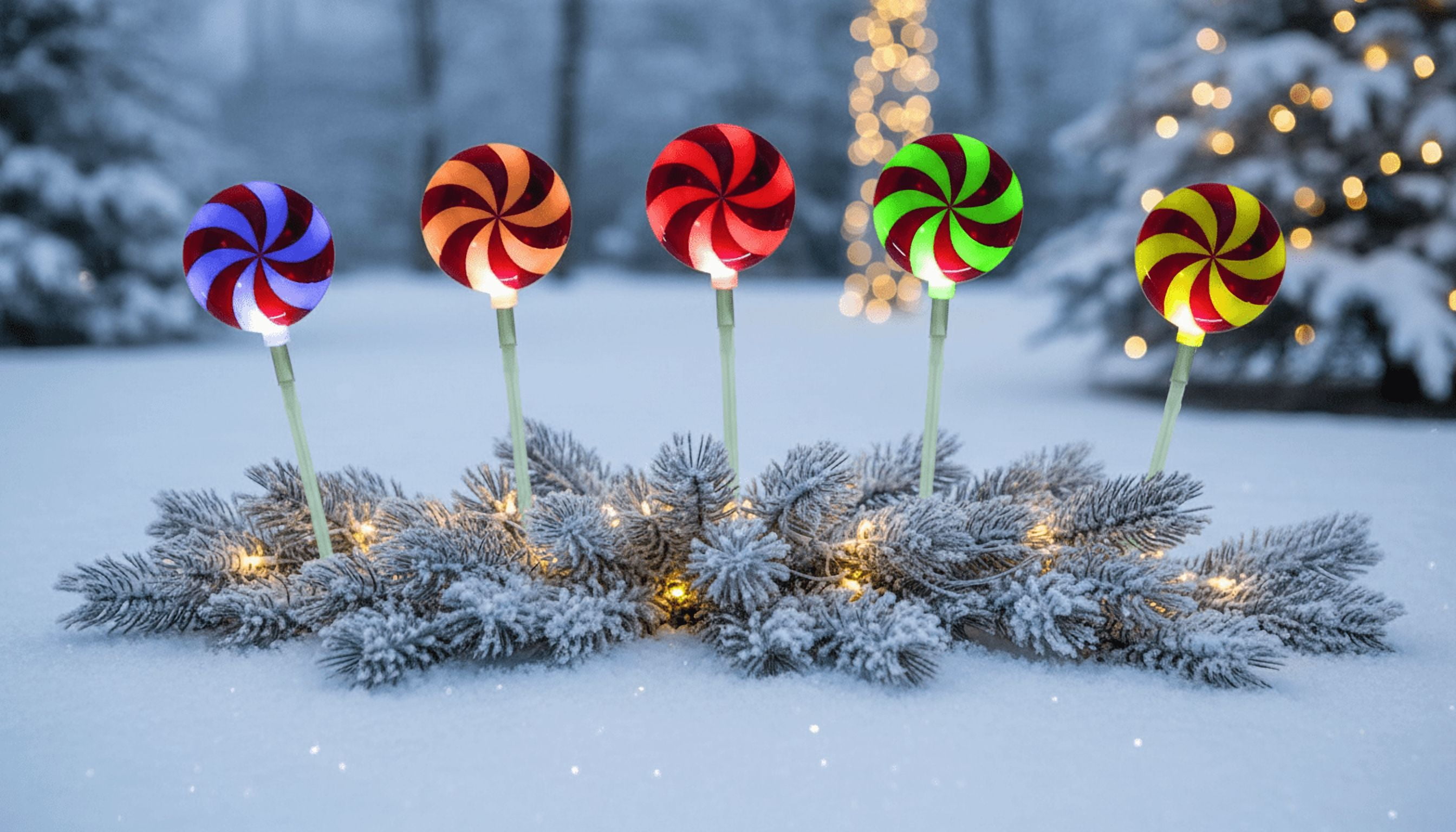 Brite Star Candy Lollipop Pathway Christmas Lights - Color Changing 7.25-inch Pathmarker Ideal for Outdoor Lighting