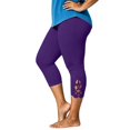 thumbnail image 4 of Asgosdo Women Plus Size Lace Hem Capri Leggings High Waist Stretch Solid Casual Cropped Pants, 4 of 5