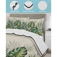 thumbnail image 4 of Summer Tropical Leaves Full Size Down Alternative Comforter, Lightweight Comforter Quilt Bedding Set with Pillow Shams Vintage Botanical Green Palm All Seasons Bed Comforter Duvet Insert 78"x90", 4 of 7