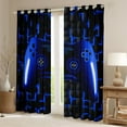 thumbnail image 2 of Gaming 42"Wx90"L 30%-50% Blackout Curtains Teen Game Controller Window Curtains Gamer Curtains & Drapes Room Decor Blue Black Geometric Check Window Treatments 2 Panels For Young Men, 2 of 5