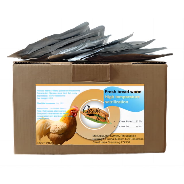 Gusanos de la harina para mascotas Classic Flock, 5 lb, hervidos y frescos, 24 bolsas