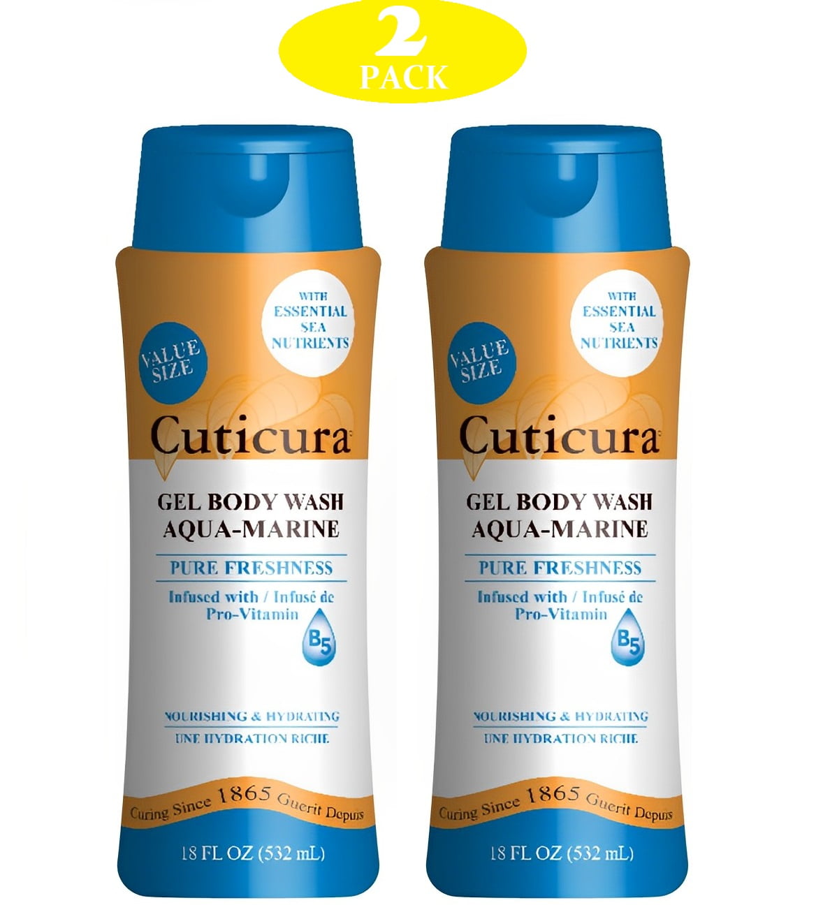 Cuticura AquaMarine Body Wash, 18 Fl Oz (532ml) 2 Pack