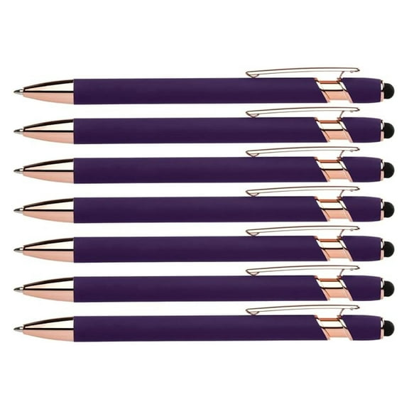 Rose Rubberized Soft Touch | Rose Colors | Ballpoint Pen with Tip a stylish, premium metal pen, black , medium point (, 7 Pack)