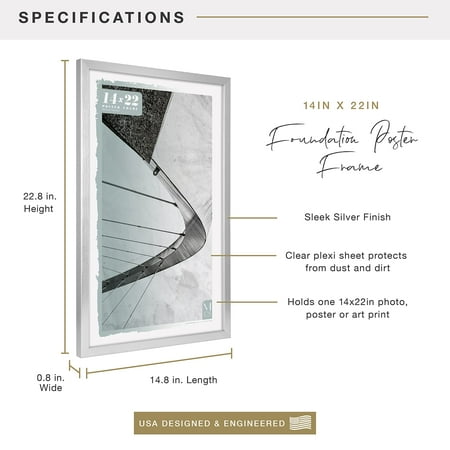 MCS Foundation 16x24 Poster Frame Traditional Brass, Vertical & Horizontal Wall Hanging Large Picture Frame for Photos, Posters & Art Prints (1-Pack)