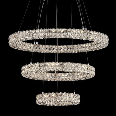 Possini Euro Soraya 3-Light Chrome & Crystal Pendant Chandelier - 13 3/4" Wide