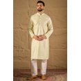 thumbnail image 4 of DWEEP SARA Men’s Green Silk Blend Embroidered Long Kurta 38 Straight Fit Festive Ethnic Wear with Side Slits, 4 of 7