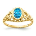 thumbnail image 1 of Solid 14k Yellow Gold 7x5mm Oval Blue Topaz Engagement Ring Size 8.5, 1 of 5