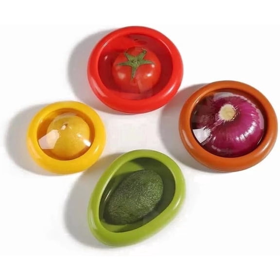 4 Pack Fresh Food Containers, Reusable Silicone Storage Pods for Fridge, Ideal for Avocados, Lemons, Garlic, Onions, and More, Send Goods from Local Warehouse
