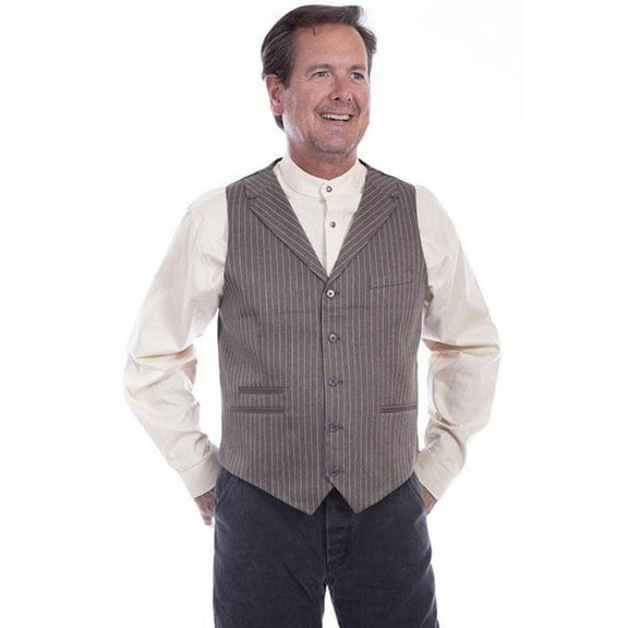 Scully HEATHER BROWN PINSTRIPE POINT BOTTOM VEST