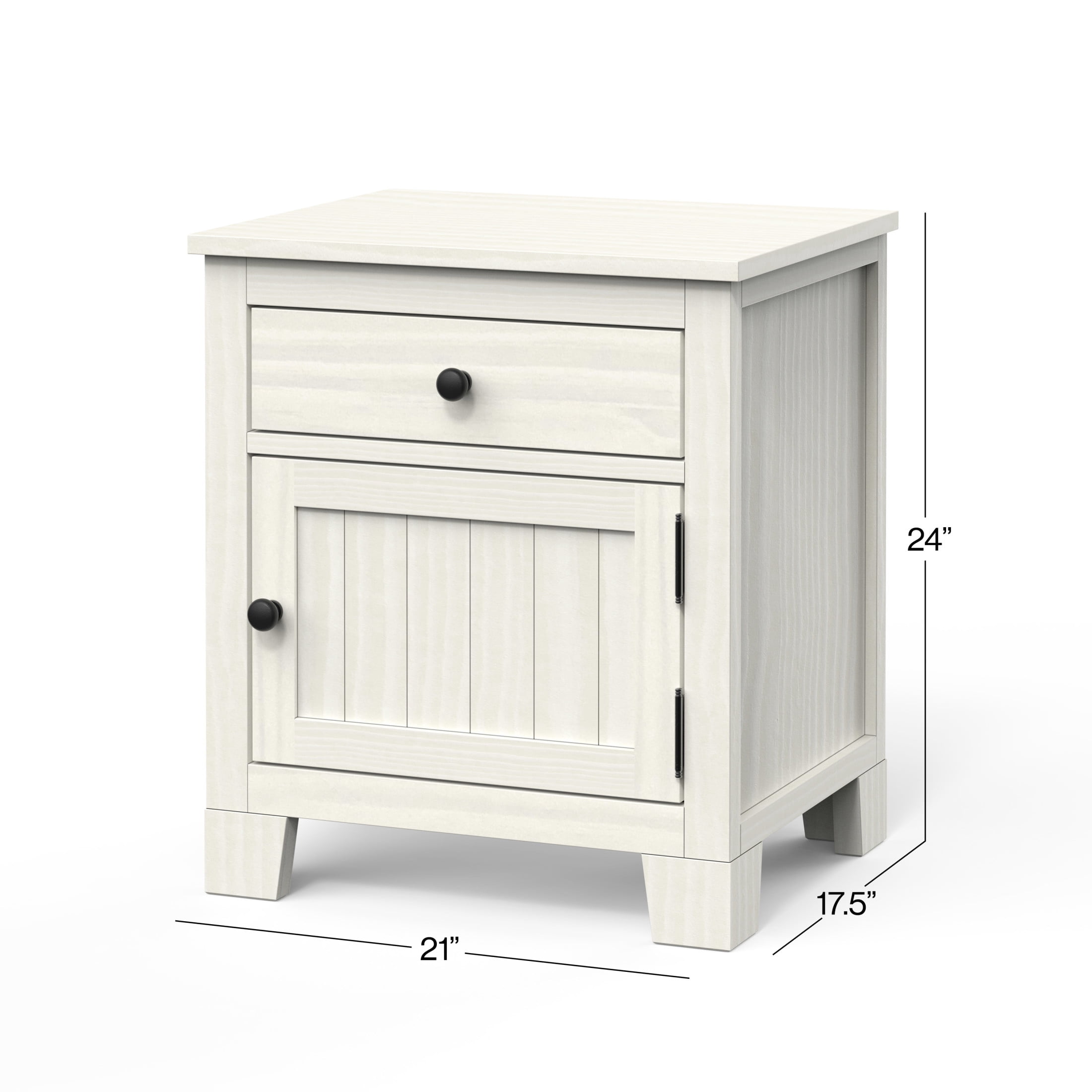 Child Craft Rockport Nightstand with Drawer & Cabinet Storage, Pine Wood Construction, Eggshell