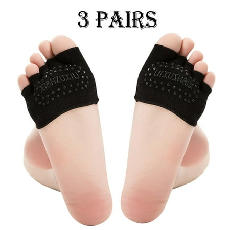 

nsendm 3 Pairs Women Yoga Sport Non Slip Open Toes Socks Half Grip Heel Five Finger Socks Cotton Socks Socks Black One Size