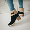 thumbnail image 3 of KAQ Women Cute Warm Short Boots Women's Winter Snow Fleece Suede Chunky Mid Heel Round Toe Ankle Booties Chunky Boots, 3 of 9