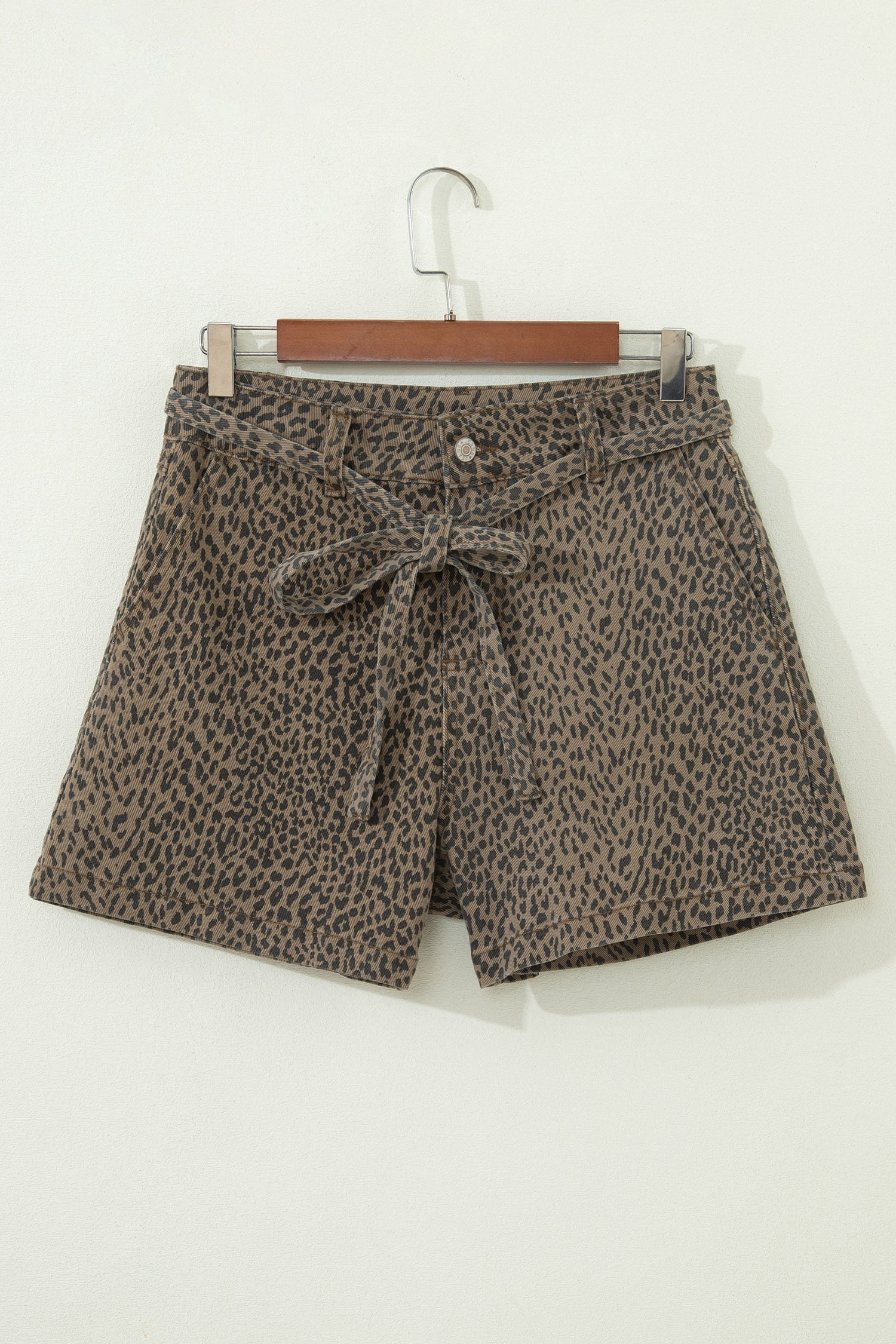 Women's Black Leopard Print Denim Shorts – High Waist Loose Casual