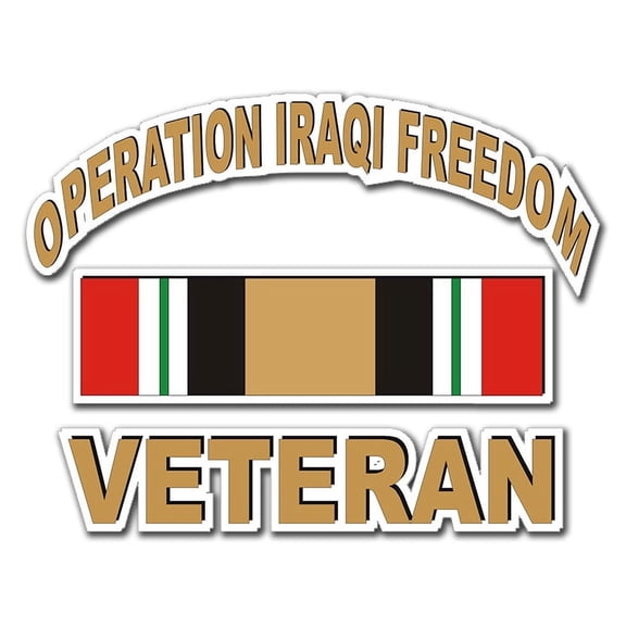 3.8 Inch Operation Iraqi Freedom Veteran with Ribbon Decal Sticker