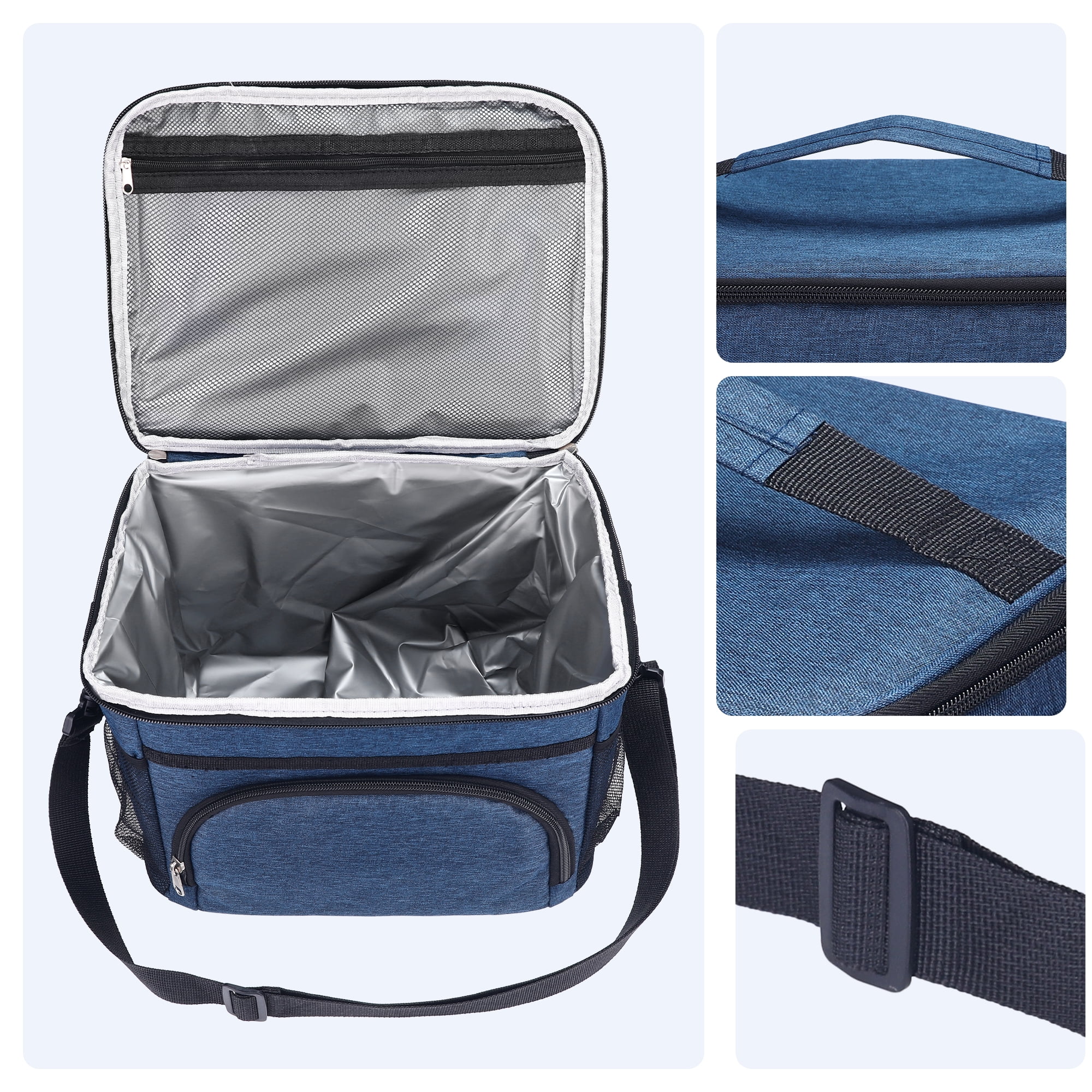 Unique Bargains Lunch Bag Insulated Lunch Bag Leakproof Lunch Box Navy Blue