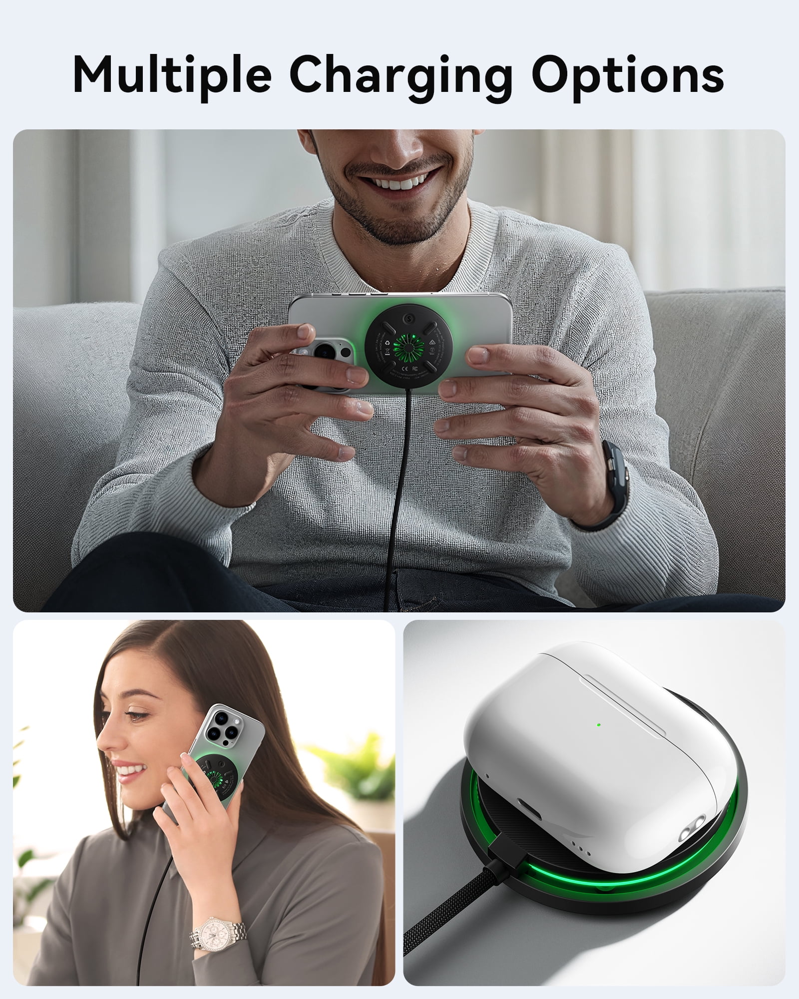INIU for MagSafe Charger, 15W Qi2 Certified Magnetic Wireless Charger, with Adapter & Cooling Fan, Only for iPhone 12~17