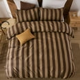 thumbnail image 5 of Brown Striped Duvet Cover Set Queen Size, 100% Natural Cotton Linen Like Duvet Cover Set with Zipper Closure & 8 Corner Ties, Brown Khaki Soft Reversible Bedding for All Seasons, 5 of 12