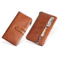 thumbnail image 3 of Cartera de piel para mujer, cartera vintage para mujer, con 15 ranuras para tarjetas, compartimentos para teléfono móvil y cremallera, 3 of 5