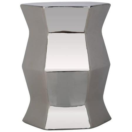 Safavieh Modern Hexagon Indoor/Outdoor Garden Patio Stool, Silver