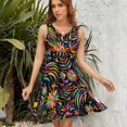 thumbnail image 7 of Mexican Black Pattern Dress Summer Street Style Dresses Female Sleeveless Printed Sundress, 7 of 7