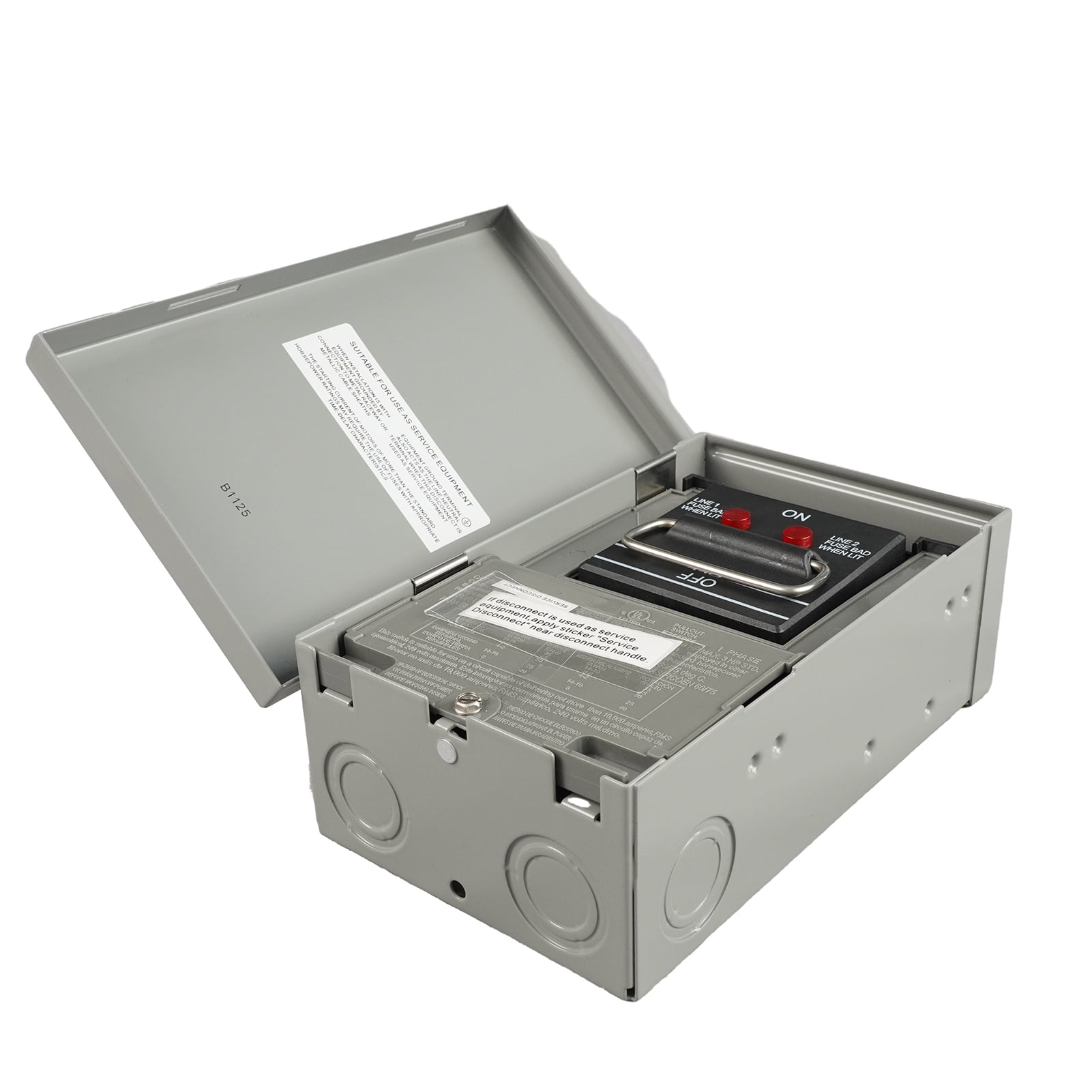 HIITIO 60 Amp 240V Fused AC Disconnect Box - Outdoor Waterproof Metal Enclosure with Safety Switch for HVAC Systems - UL Listed