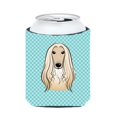 thumbnail image 1 of Checkerboard Blue Afghan Hound Can Or Bottle Hugger, 12 Oz., 1 of 1