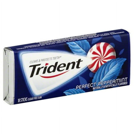Trident Perfect Peppermint Sugar Free Gum, 18 pieces