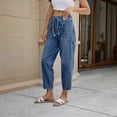 thumbnail image 6 of JJHGVB Jeans for Women Baggy Jeans Barrel Jeans Women Elastic Wide Leg Baggy Jeans For Woman Low Jeans Denim Pants With Drawstring Barrel Jeans Women High Waisted Jeans Light Blue M, 6 of 7