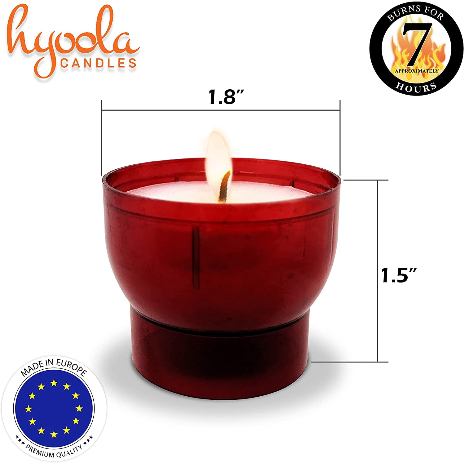 Hyoola Unscented 7 Hour White Votive Candles in Red Plastic Cups, Paraffin Wax with Cotton Wicks, 25-Pack