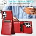 thumbnail image 4 of Allytech Back Flip Wallet Case for Samsung Galaxy S23 Ultra with 5 Card Holder, Luxury PU Leather Kickstand Magnetic Buckle Shockproof Anti-Scratch Protective Case for Women Men - Red, 4 of 7